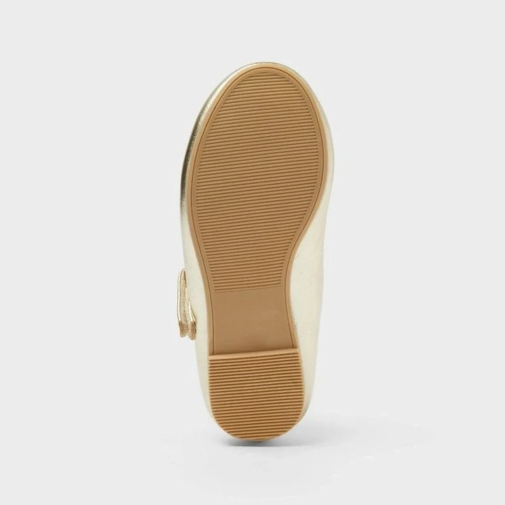 Toddler Girls Cat & Jack Eliana Mary Jane Flats Gold Size 8 New With Tags
